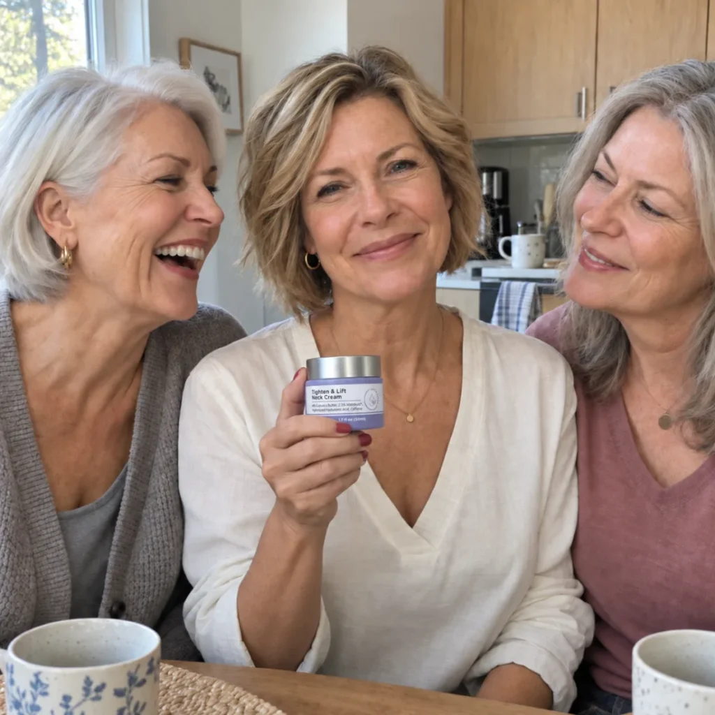 Drie vrouwen van boven de 50 met Tighten & Lift Neck Cream
